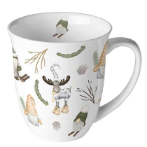 Mug 0.4 L Forest gnomes white