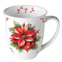 Mug 0.4 L Festive poinsettia white