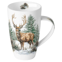 Mug 0.6 L Winter stag white