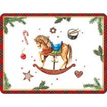 Placemat Classic rocking horse white