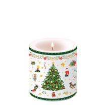 Candle small Christmas evergreen white