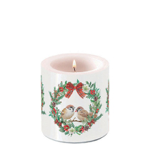 Candle small Sparrows in wreath