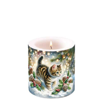 Candle small Cute cat in the snow