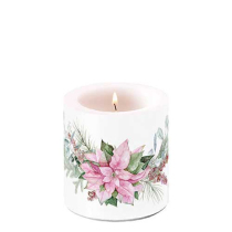 Candle small Pink poinsettia