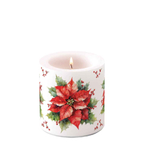 Candle small Festive poinsettia white