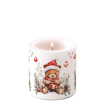 Candle small Teddy's gift white