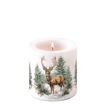 Candle small Winter stag white