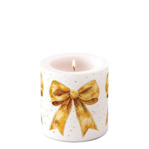 Candle small Fancy bow gold/white