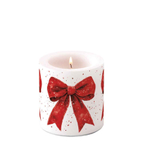 Candle small Fancy bow red/white