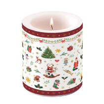 Candle medium Ornaments all over red