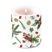 Candle medium Winter greenery white