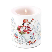 Candle medium Sporty snowmen