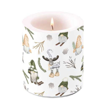 Candle medium Forest gnomes white