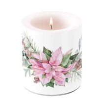 Candle medium Pink poinsettia