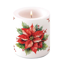 Candle medium Festive poinsettia white