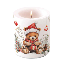 Candle medium Teddy's gift white