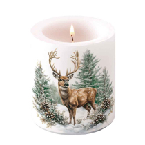 Candle medium Winter stag white