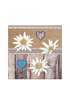 Napkin 25 Edelweiss on wood FSC Mix