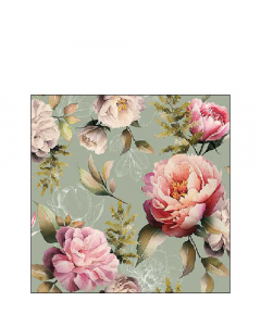 Napkin 25 Peonies composition green FSC Mix