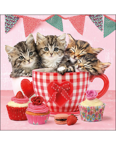 Napkin 33 Cats in tea cups FSC Mix