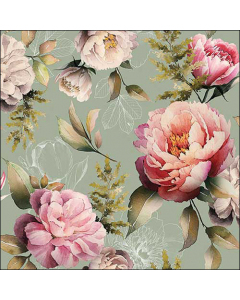Napkin 33 Peonies composition green FSC Mix