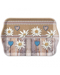 Tray melamine 13x21 cm Edelweiss on wood