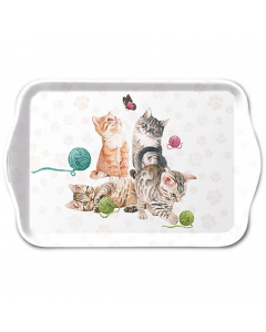 Tray melamine 13x21 cm Playing kitten