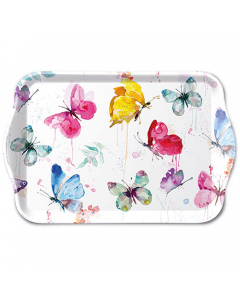 Tray melamine 13x21 cm Butterfly collection white