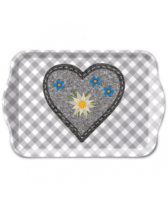 Tray melamine 13x21 cm Edelweiss heart grey