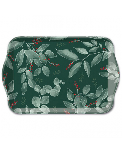 Tray melamine 13x21 cm Leaves and berries green