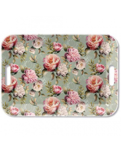Tray melamine 33x47 cm Peonies composition green