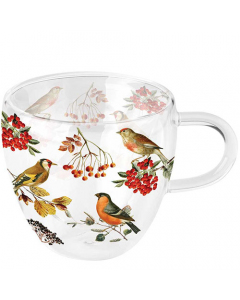 Double-walled glass 0.2 L Autumn birds