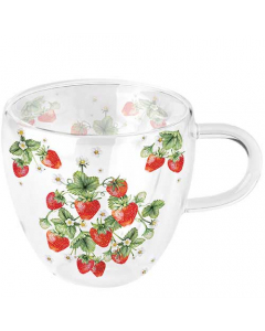 Double-walled glass 0.2 L Bunch of strawberries