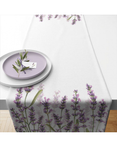 Table runner 40x150 cm Lavender shades white