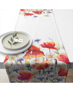 Table runner 40x150 cm Poppies and cornflowers