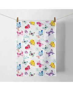 Kitchen towel Butterfly collection white
