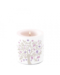 Candle small Communion symbols taupe
