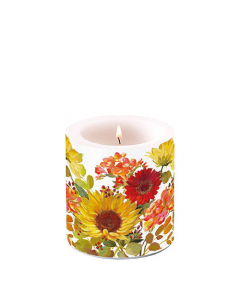Candle small Sunny flowers cream