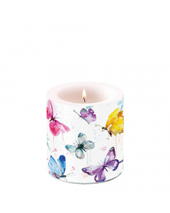 Candle small Butterfly collection white