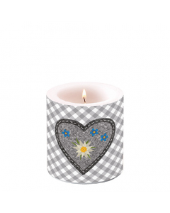 Candle small Edelweiss heart grey