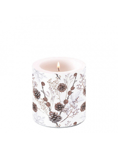 Candle small Pine cones white