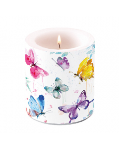 Candle medium Butterfly collection white