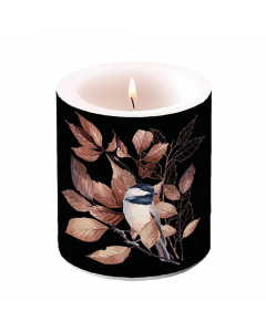 Candle medium Lovely chickadee black