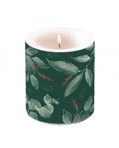 Candle medium Leaves and berries green