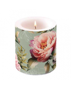 Candle medium Peonies composition green