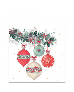 Napkin 25 Berry baubles white FSC Mix