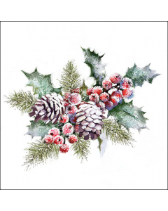 Napkin 33 Holly and berries FSC Mix