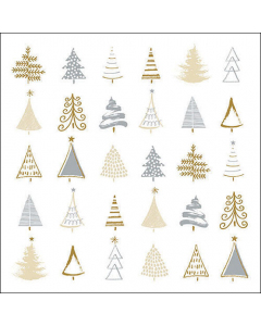 Napkin 33 Christmas tree doodles silver FSC Mix