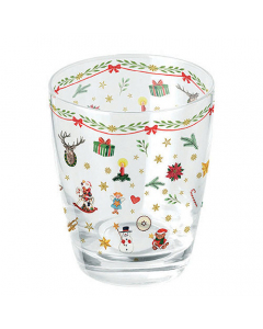 Water glass 0.25 L Ornaments all over red