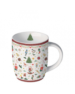 Mug 0.2 L Ornaments all over red